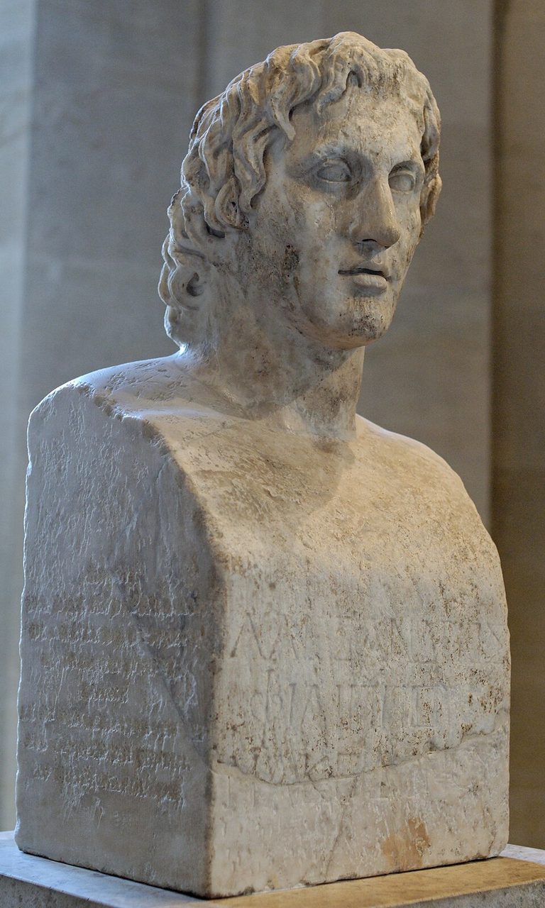 The Azara Herm: marble portrait of Alexander the Great, Roman copy after Lysippos, Louvre
