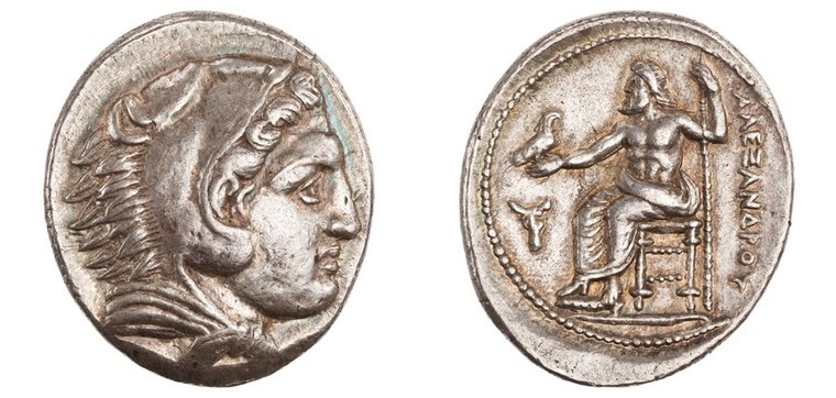 Silver tetradrachm of Alexander the Great from Amphipolis, 324–323 BC