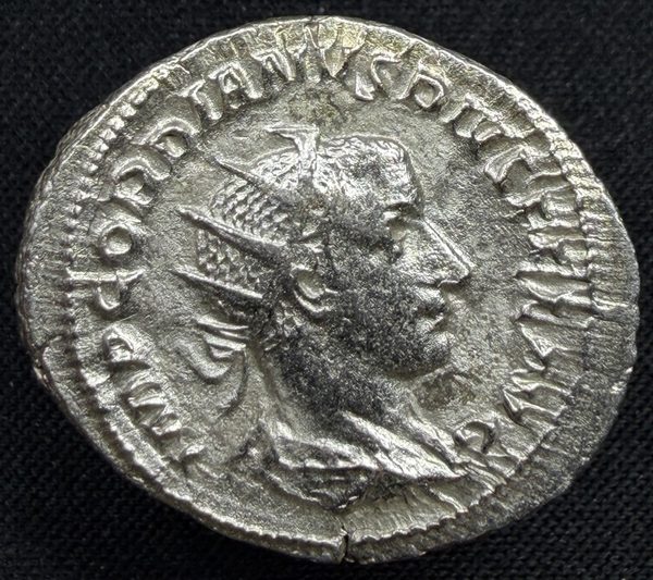 Obverse: radiate, draped and cuirassed bust of Gordian III right.