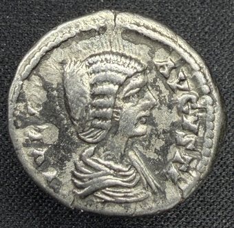 Denarius of Julia Domna, draped bust right.