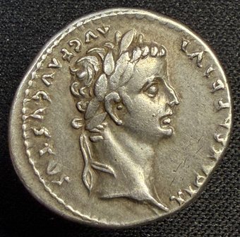 Denarius of Tiberius, the tribute penny.