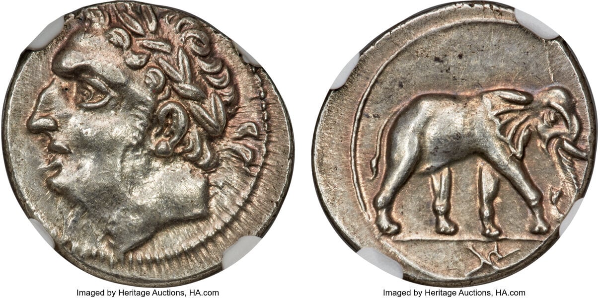 Melqart / African elephant silver half-shekel