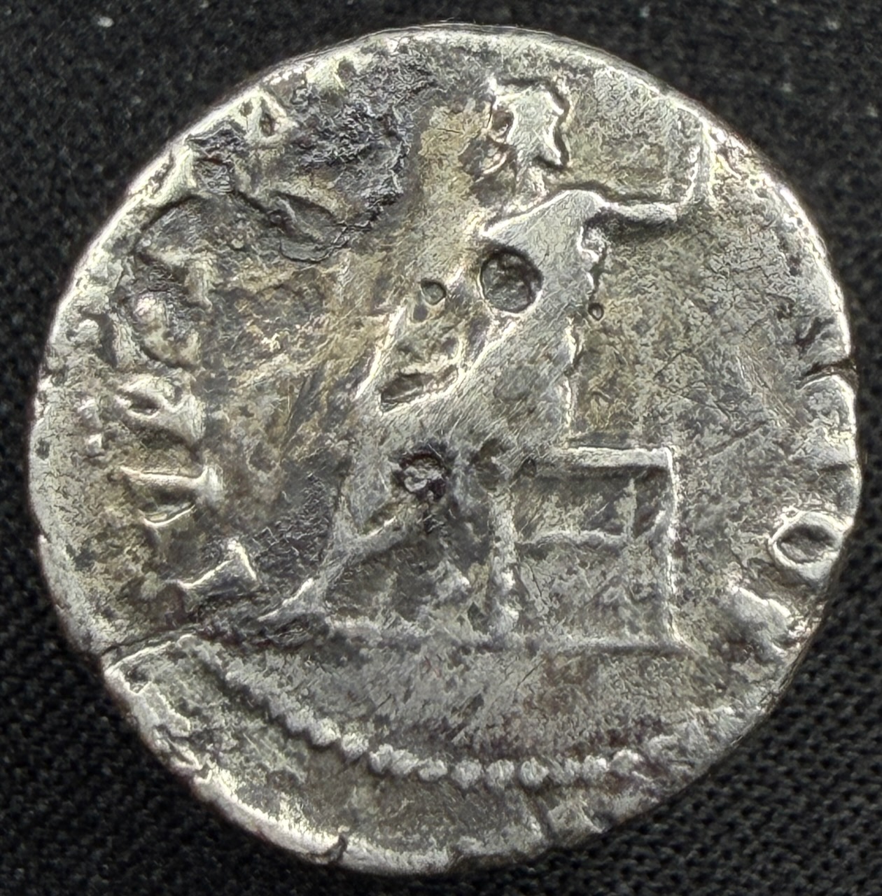 Reverse of a post-reform denarius of Nero: Jupiter seated left holding thunderbolt and sceptre, legend IVPPITER CVSTOS.