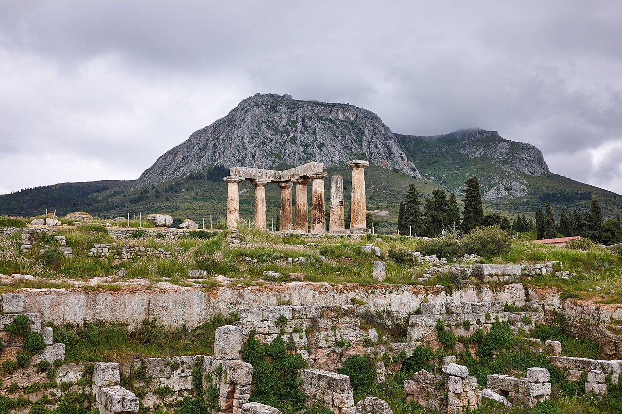 The Temple of Apollo at Corinth below Acrocorinth