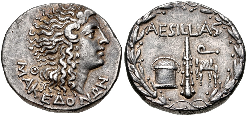 Tetradrachm of the Roman province of Macedonia in the name of Aesillas the quaestor