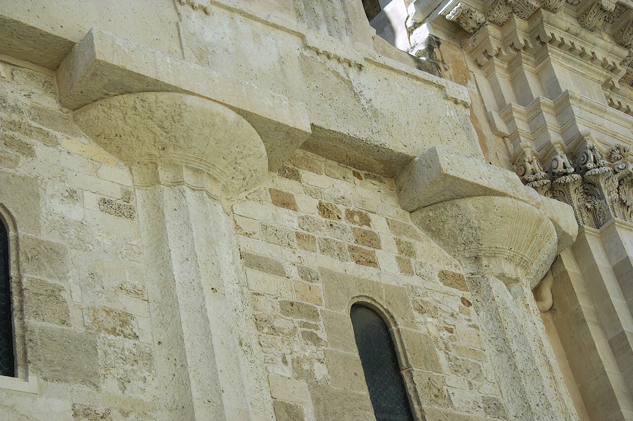 Doric columns of the Temple of Athena in the wall of Syracuse cathedral