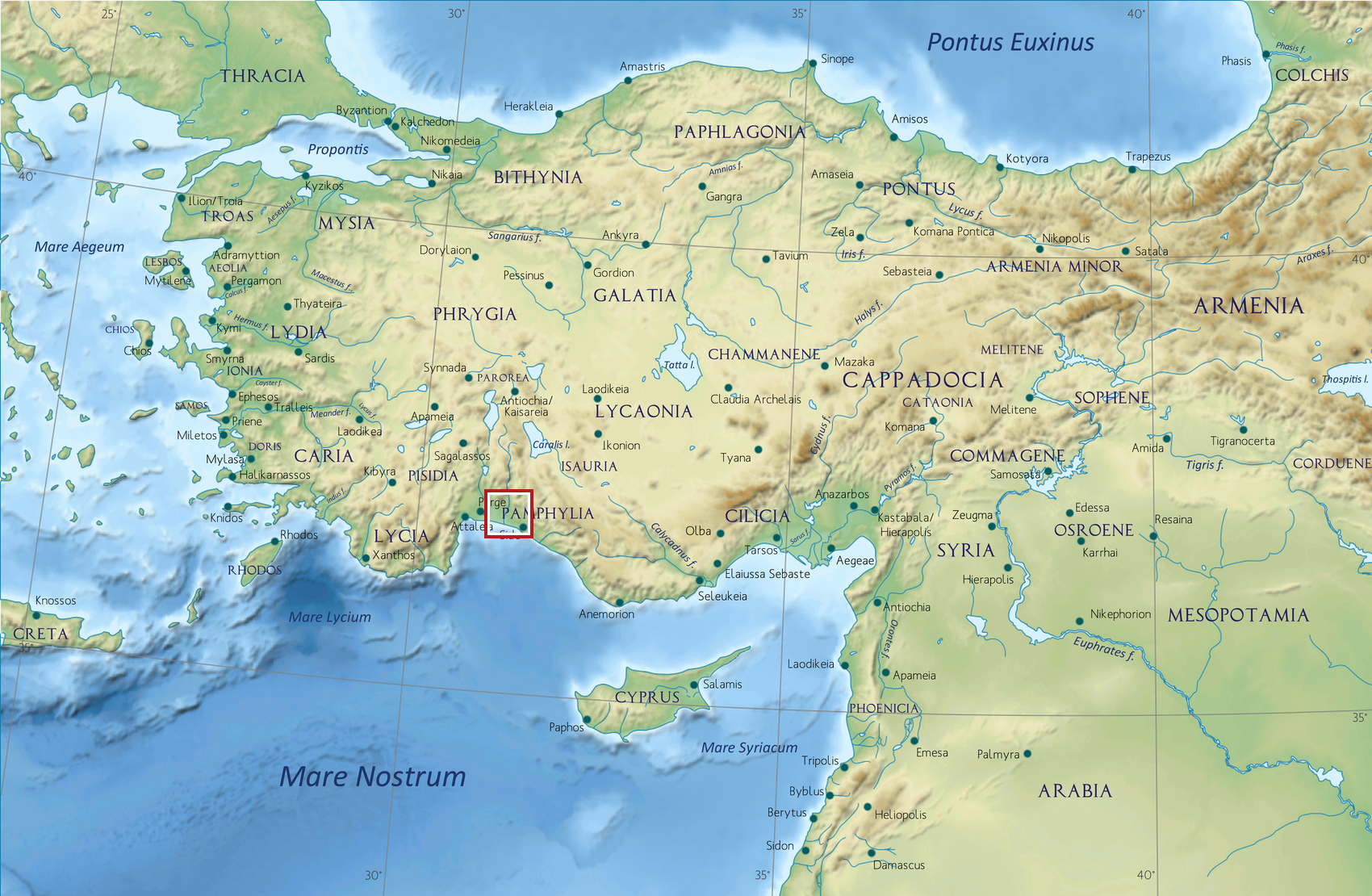 Map of Aspendos